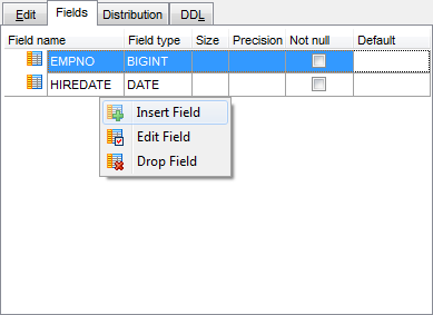 Global Temporary Table Editor - Fields