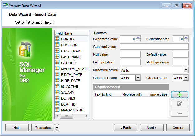 Import Data - Setting advanced field formats