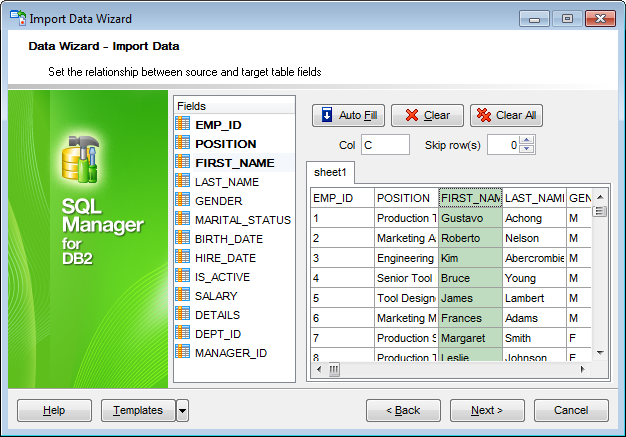 Import Data - Setting fields correspondence - MS Excel and Word 2007, ODF