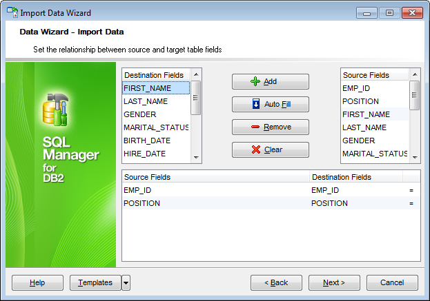 Import Data - Setting fields correspondence - XML