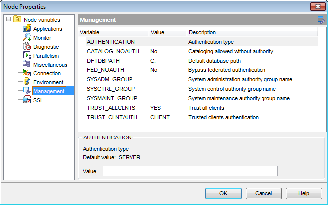 Node Properties - Node variables - Management