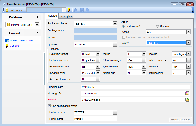 Package Editor - Editing package definition