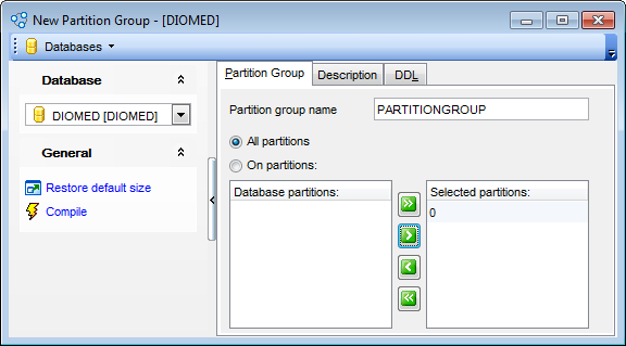 Partition Group Editor - Editing partition group definition