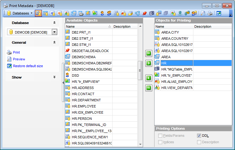 Print Metadata - Printing options