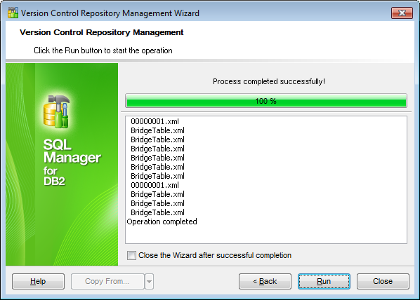 Repository management wizard - Performing operation
