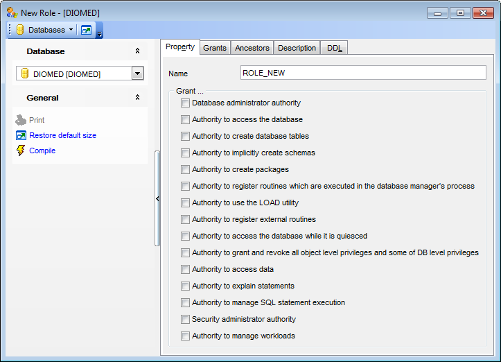 Role Editor - Editing role definition