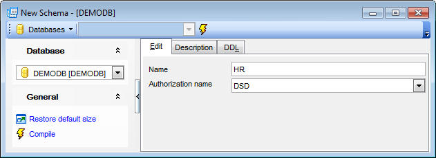 Schema Editor - Editing schema definition