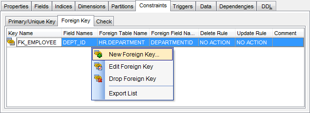 Table Editor - Constraints - Foreign keys
