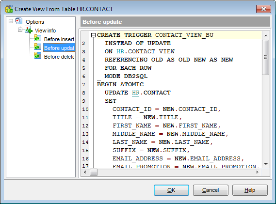 Tables - Create View from Table - View triggers