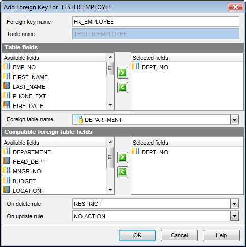 Tables - Foreign Key Editor