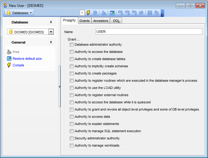 User Editor - Editing user definition