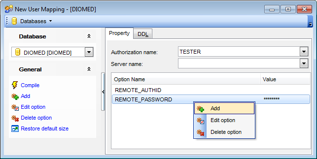 User Mapping Editor - Editing user mapping definition