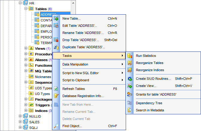 Using context menus - Object context menu