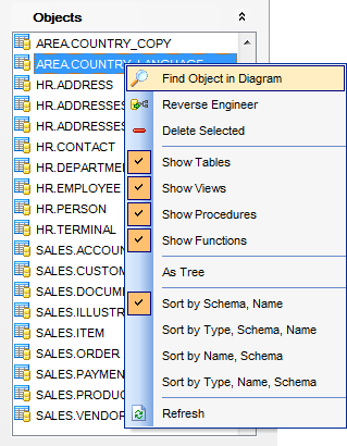 VDBD - Database Objects pane