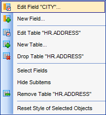 VDBD - Using field context menu