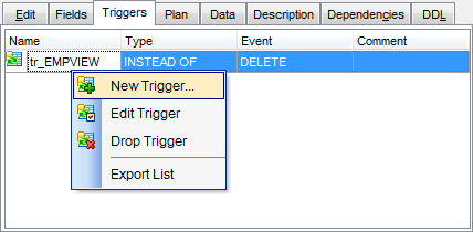 View Editor - Managing triggers