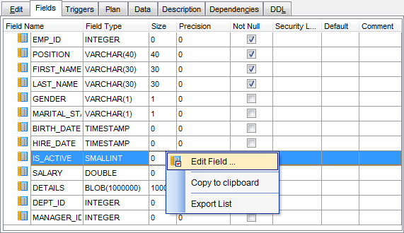 View Editor - Viewing fields