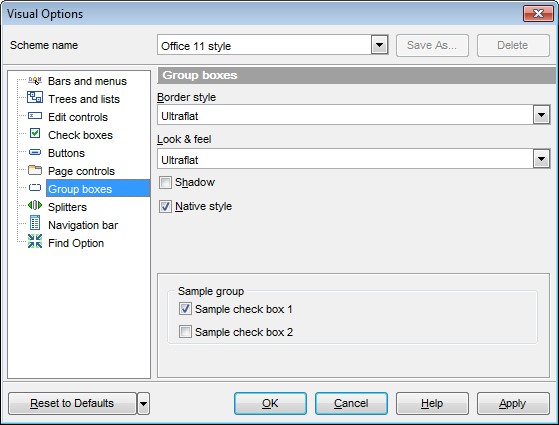Visual Options - Group boxes