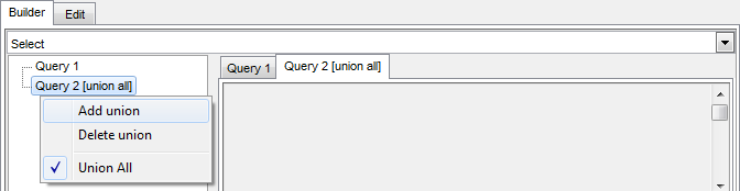 Visual Query Builder - Union