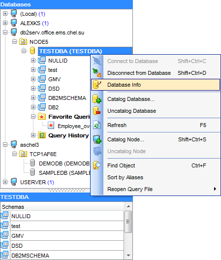 hs2420 - DB Explorer - Database context menu