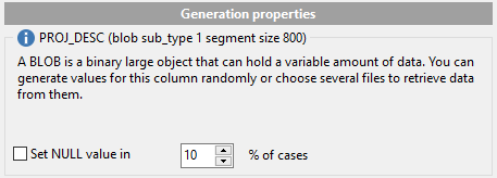 BLOB field parameters