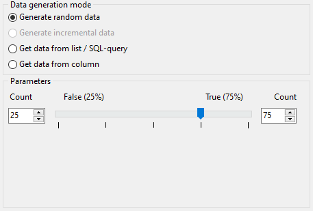 BOOLEAN field parameters - Mode - Random data