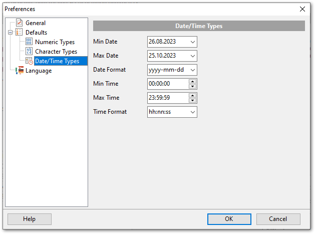 Preferences - Defaults - DateTime