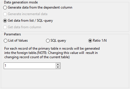 Step 3 - Generation properties - Ratio