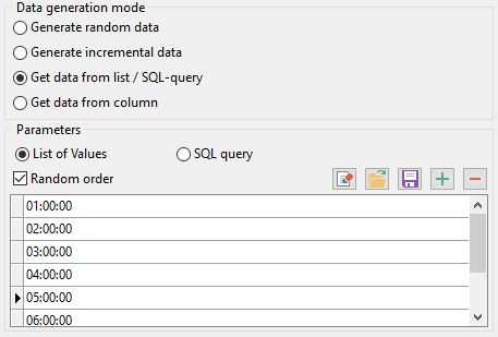 Time field parameters - Mode - List or query