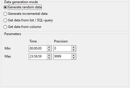 Time field parameters - Mode - Random data