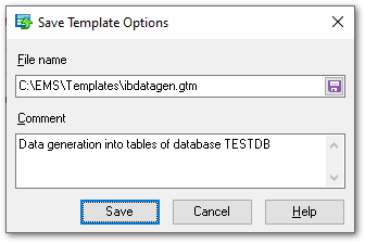 Using configuration files - Save Template options