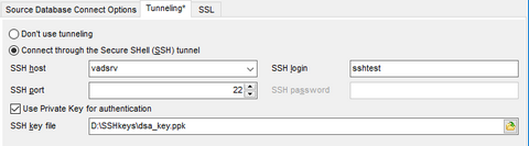 Managing Projects - Setting DB options - Tunneling