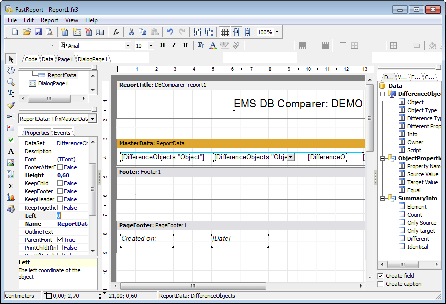 Report Designer - Adding report data