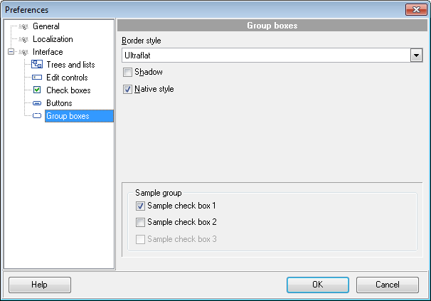Preferences - Interface - Group boxes