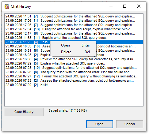 AI Assistant - Chat history