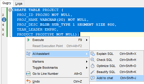 AI Assistant - Context - Add to chat