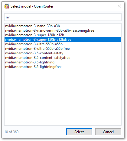 AI Assistant - Select model