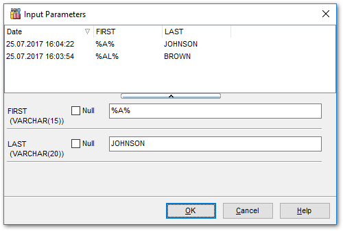 Appendix - Input Parameters