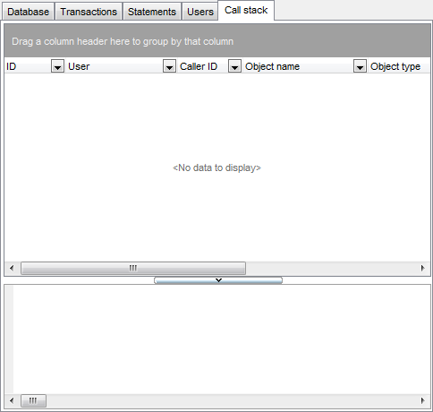 Database Monitor - Viewing call stack