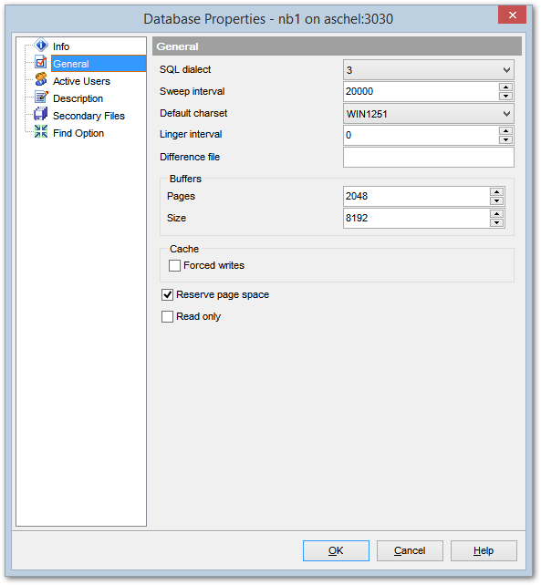 Database Properties - General