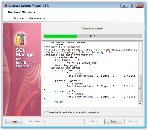 Database Statistics - Running database statistics