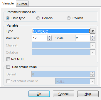 Database Trigger Editor - Editing DB Trigger definition - Data Type