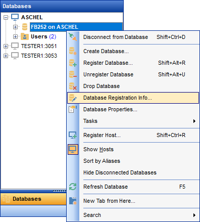 DB Explorer - Managing database registration info