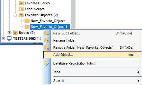 DB Explorer - Managing projects - Adding objects