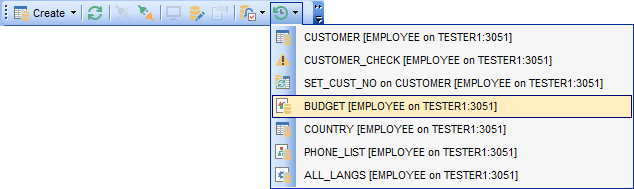 DB Explorer - Recently opened objects