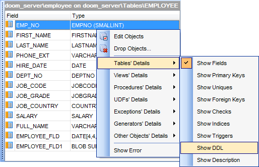 DB Explorer - SQL Assistant - Object details