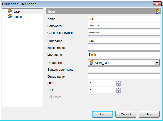 Embedded User Editor - User