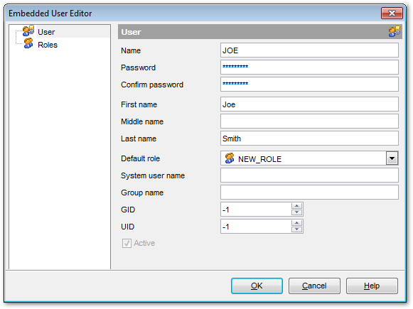 Embedded User Editor - User