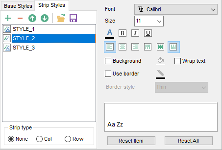 Export Data - Format-specific options - Excel 2007 - Strip Styles