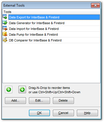 External tools - External Tools dialog